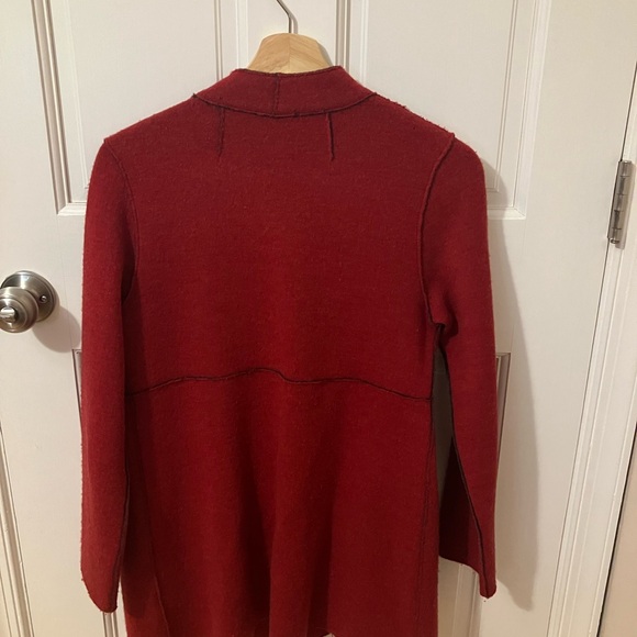 Eileen Fisher Red Coat Cardigan Sweater Duster - Picture 4 of 6